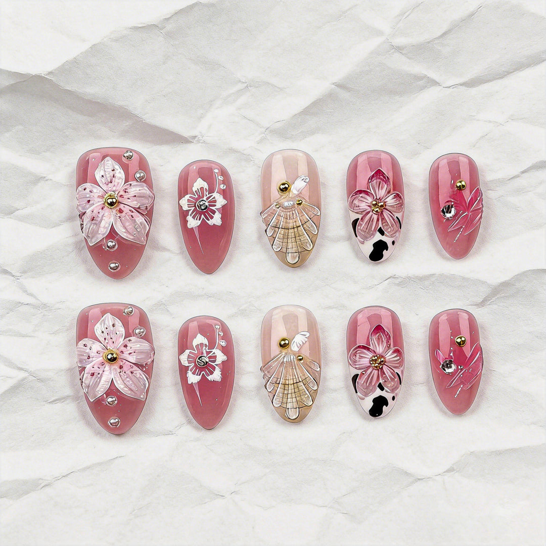Artistic Floral Press-On Nail Art Set Kalsten 1790636557
