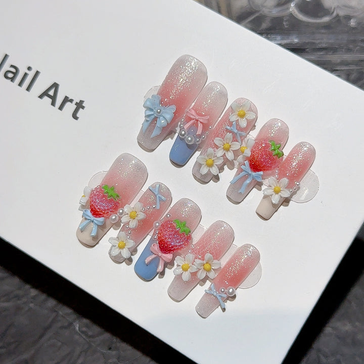 Charming 3D Floral Press-On Nail Art Set