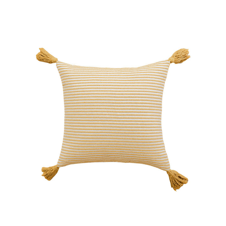 Worn Fringe Striped Decorative Pillow