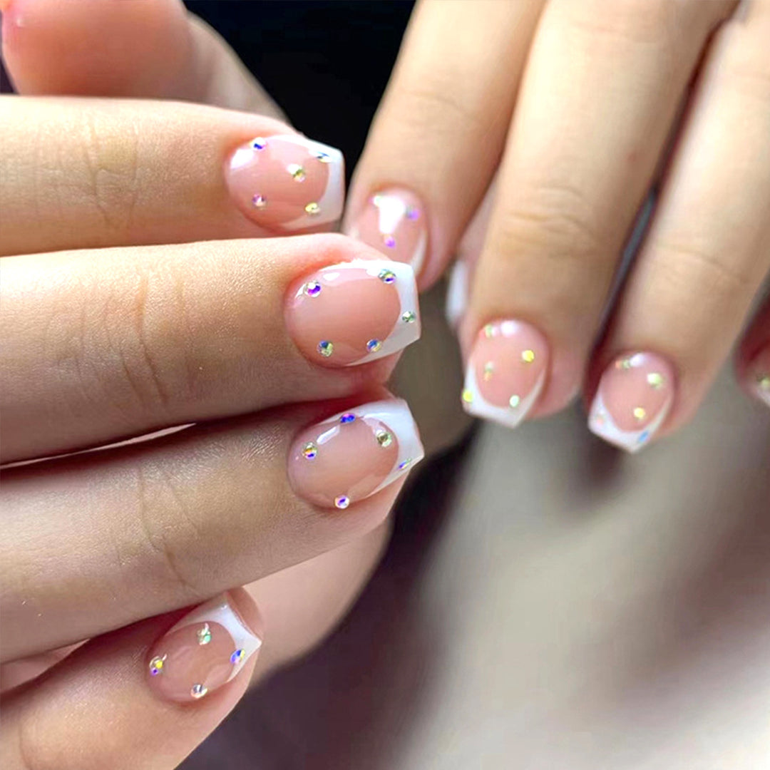 Elegant Rhinestone French Tip Nail Art Kalsten