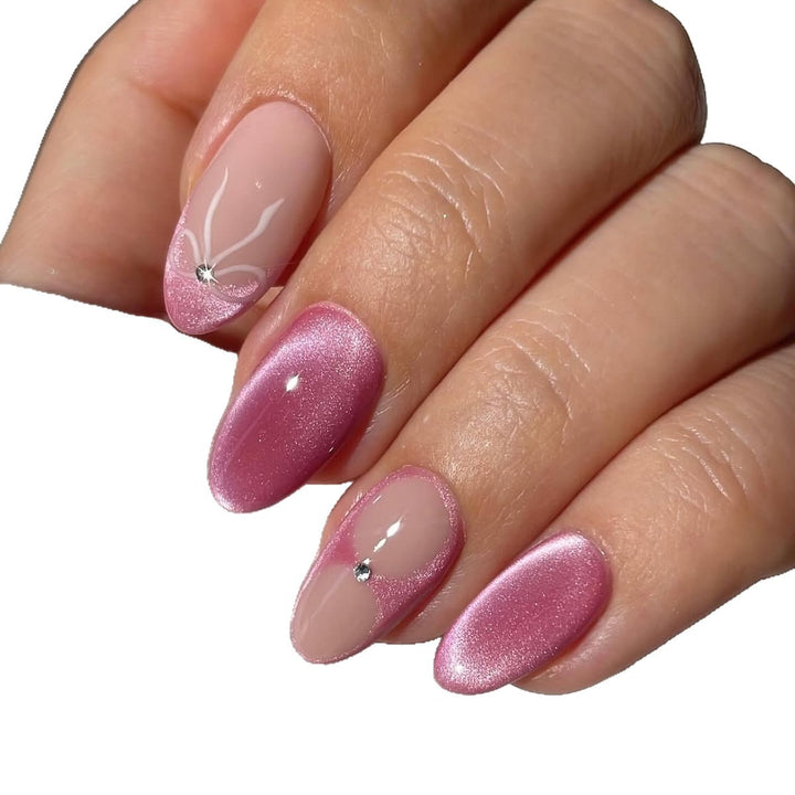 Artificial nail set with delicate glitter and flower design Kalsten