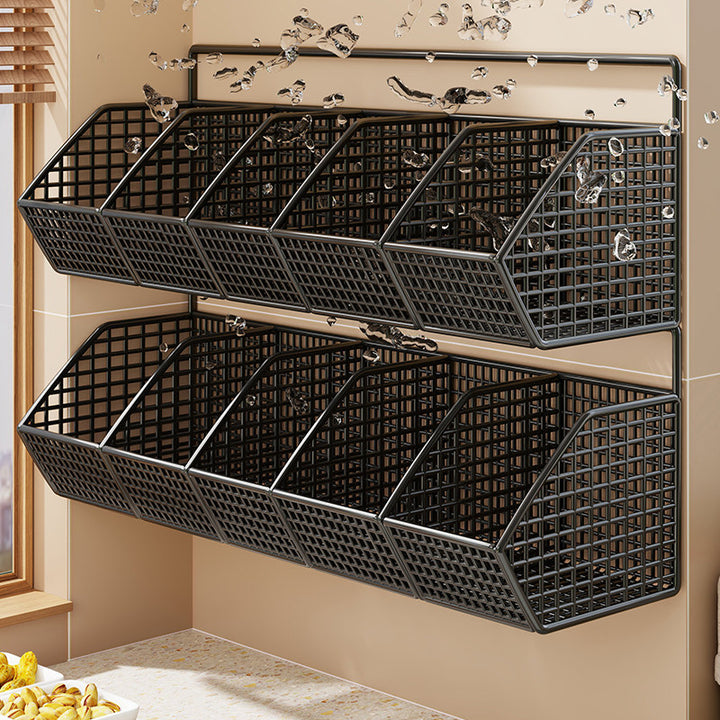 Wall-Mounted Double-Tier Kitchen Storage Baskets