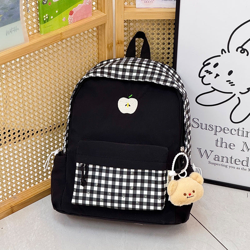 Playful Gingham Patterned Backpack Kalsten