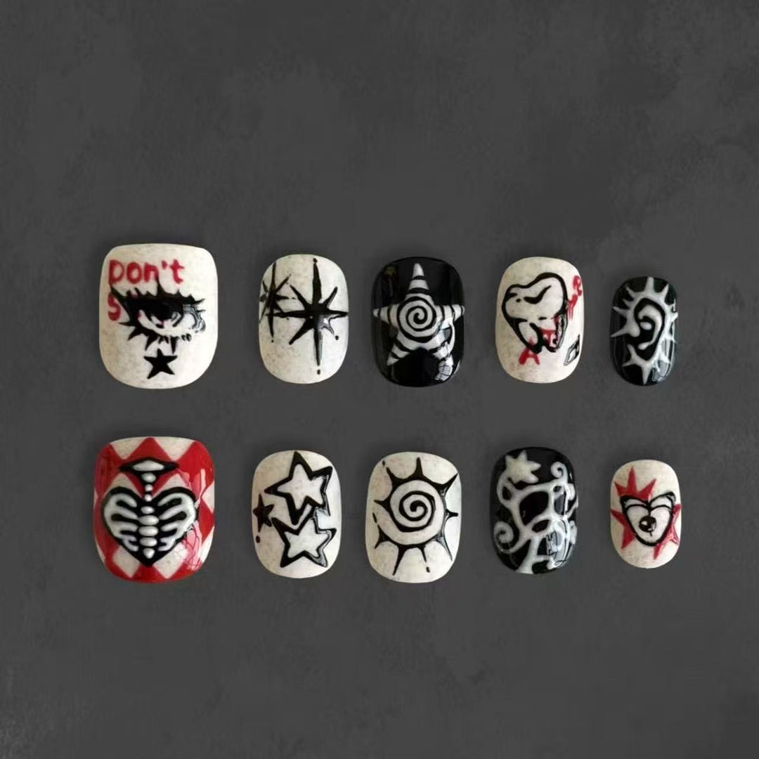 Artistic Cat-Themed Press-On Nail Art Set Kalsten
