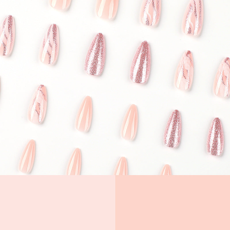Artful Nail Extensions with Glitter and Marble Design Kalsten