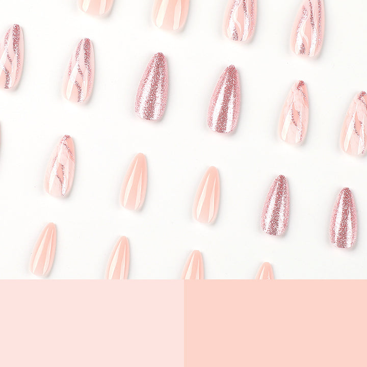 Artful Nail Extensions with Glitter and Marble Design Kalsten