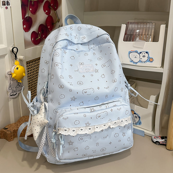 Playful Cartoon Patterned School Backpack Kalsten