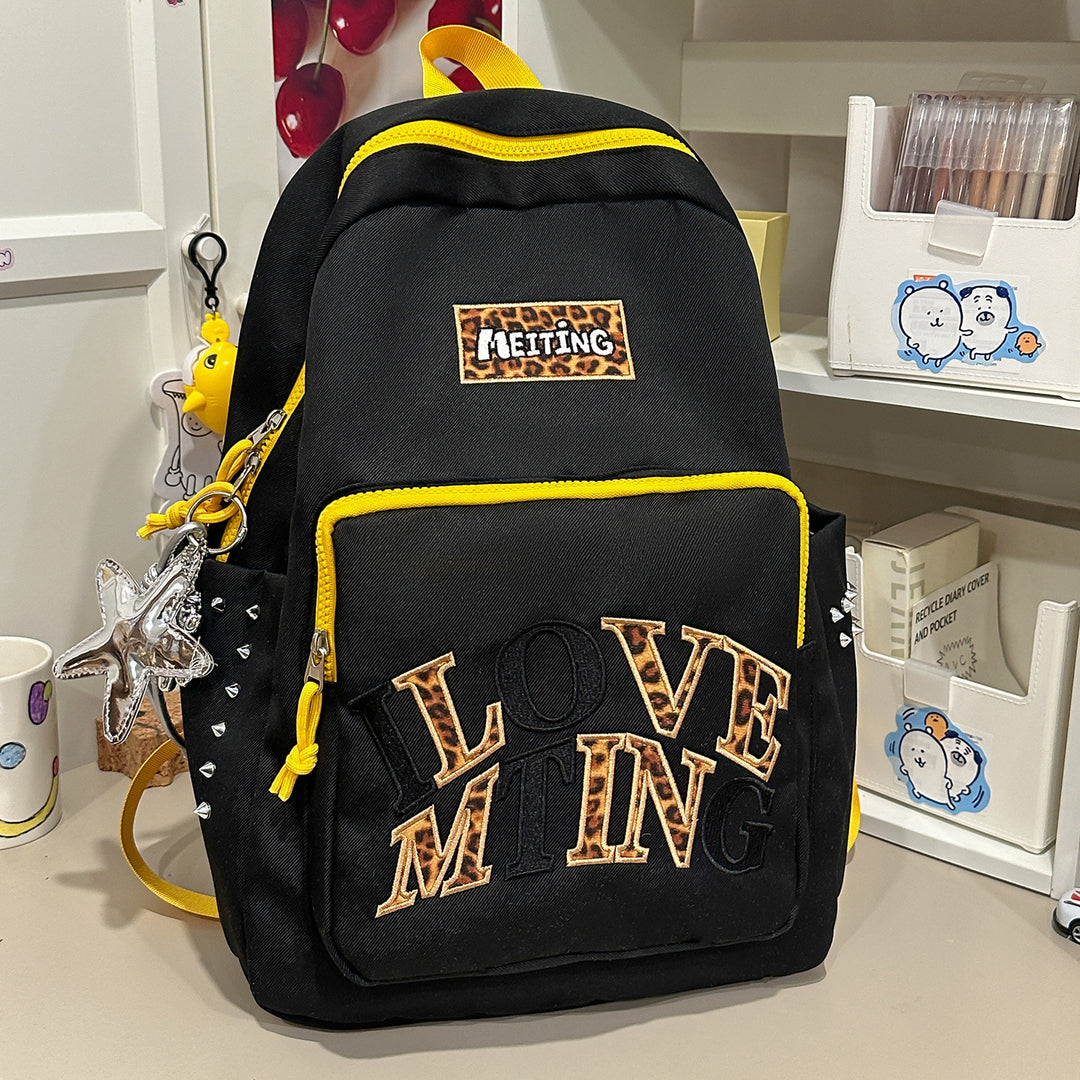 Casual Fashion-Forward Embroidered School Backpack
