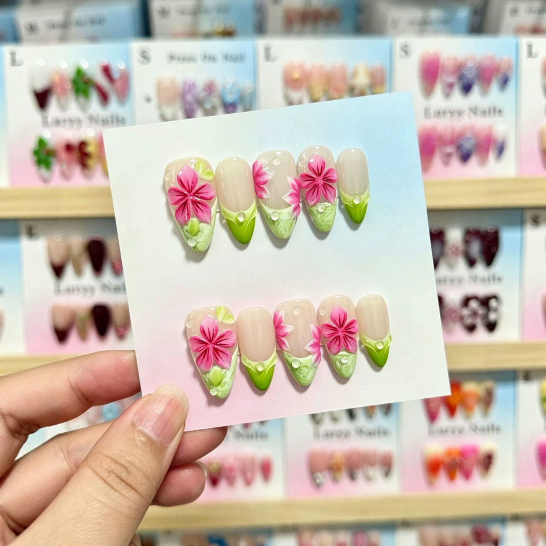3D Floral Design Press-On Nail Art Set