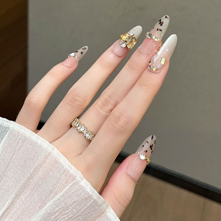 Decorative Press-On Nail Extensions with Gem Accents Kalsten