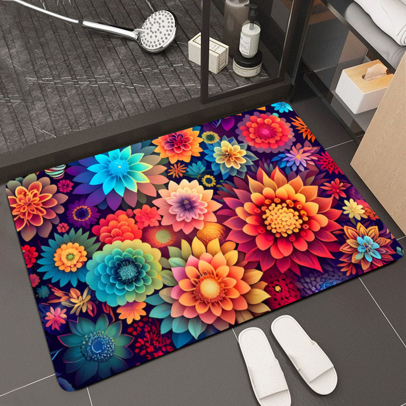 Floral Design Memory Foam Bath Mat Kalsten