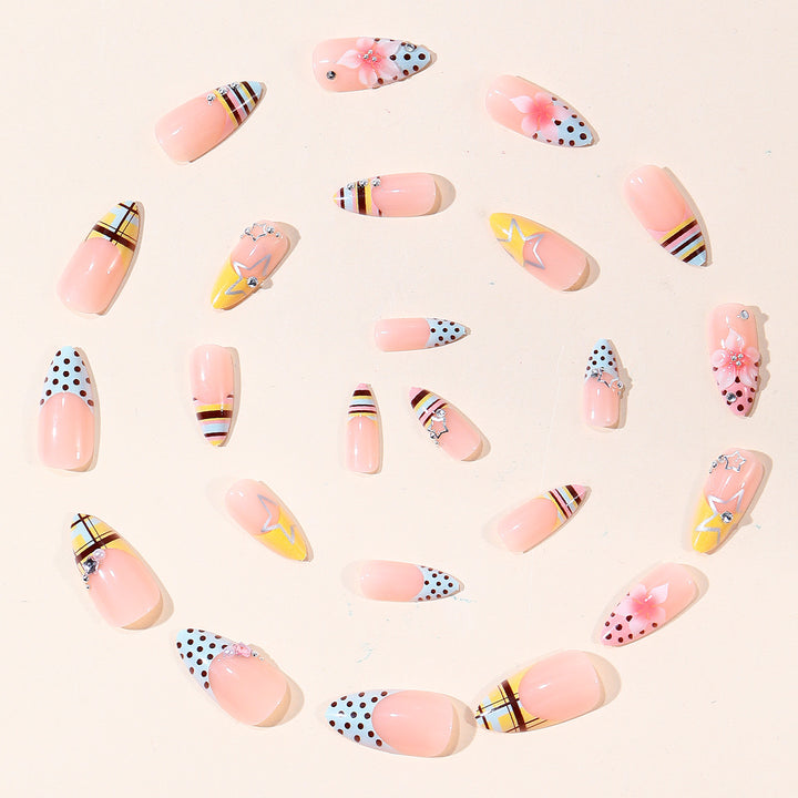 Elegant Floral and Geometric 3D Nail Art Extensions Kalsten