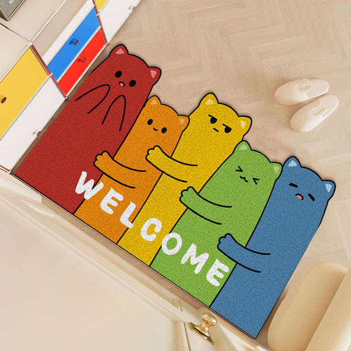 Unisex Playful Cartoon Cat-Themed Welcome Mat Kalsten