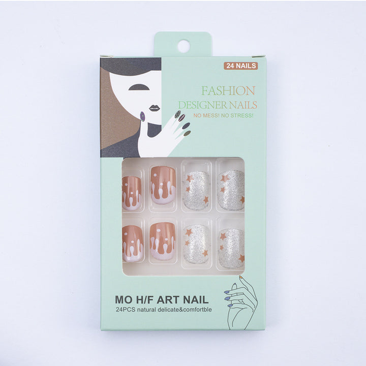 Glittering artificial nails with creative drop design Kalsten