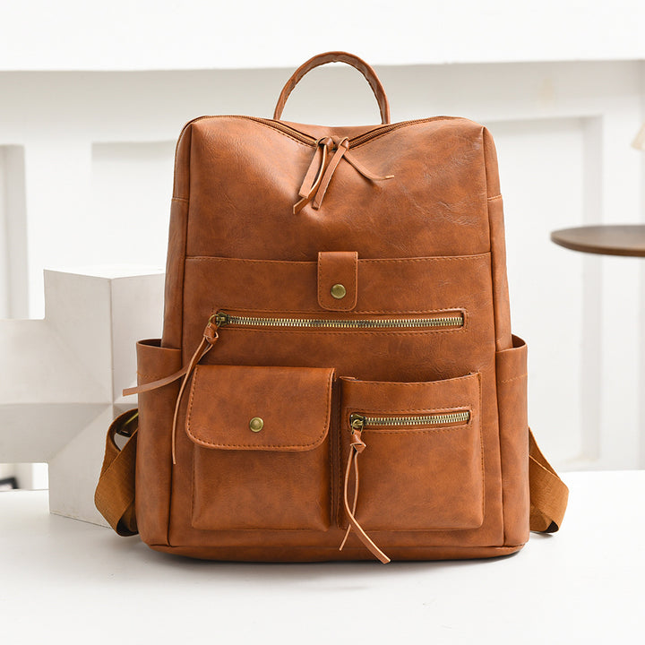 Stylish Multi-Pocket Faux Leather Backpack Kalsten