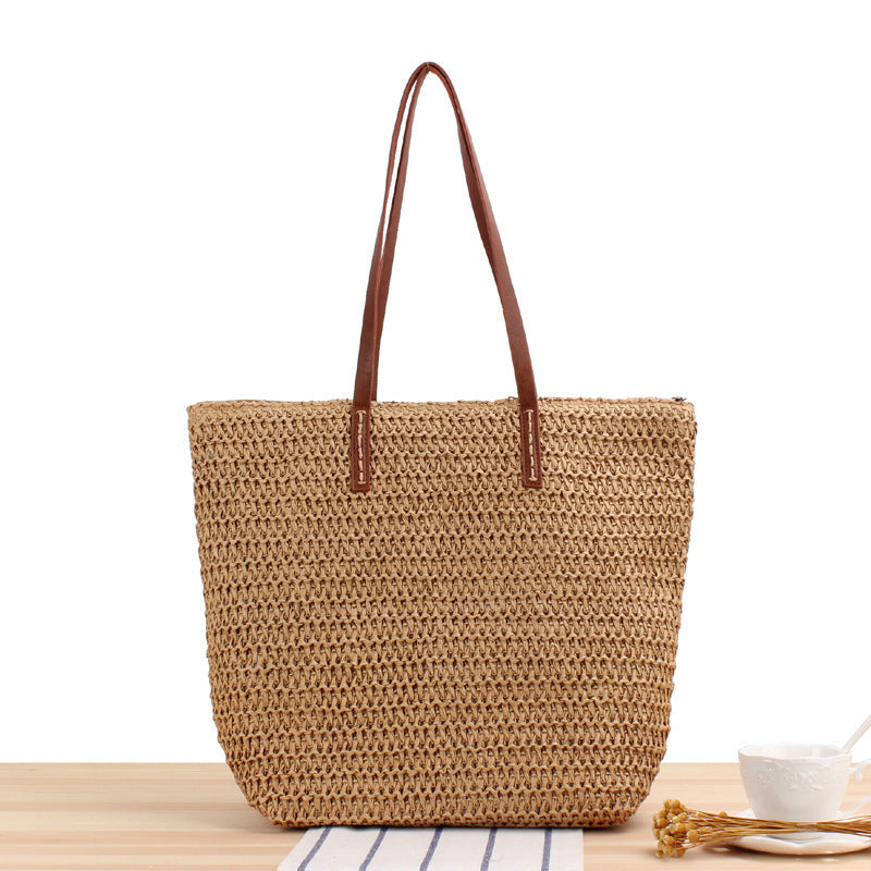 Elegant Bast handbag with leather handles Kalsten