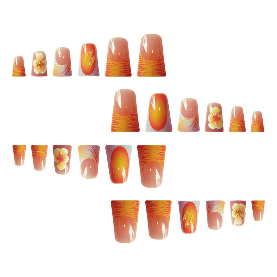 Artistic Floral Press-On Nails Set Kalsten