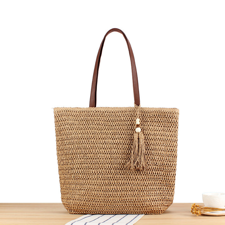 Handbag Made of Braided Natural Material with Tassel Decoration Kalsten