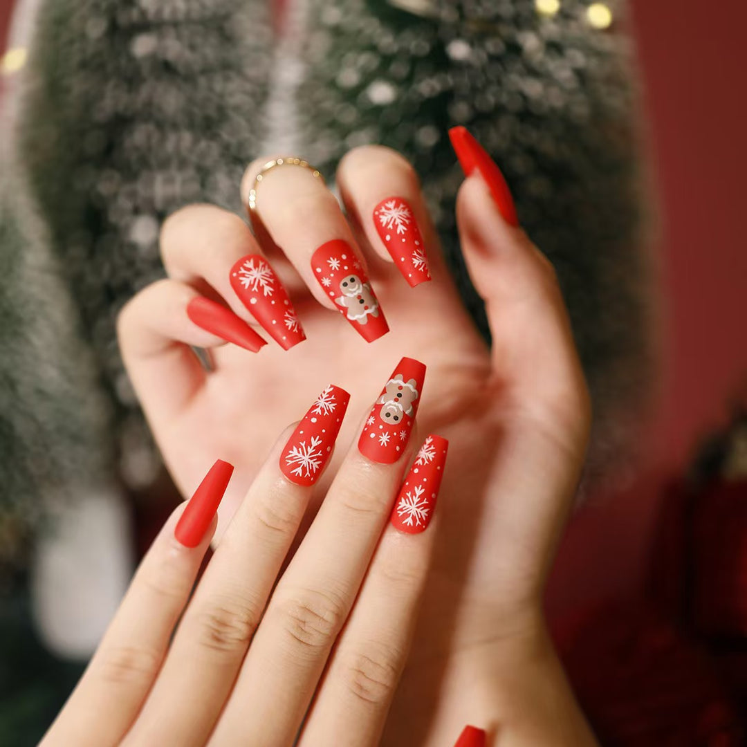 Winter-Themed Press-On Nails with Snowflake Design Kalsten
