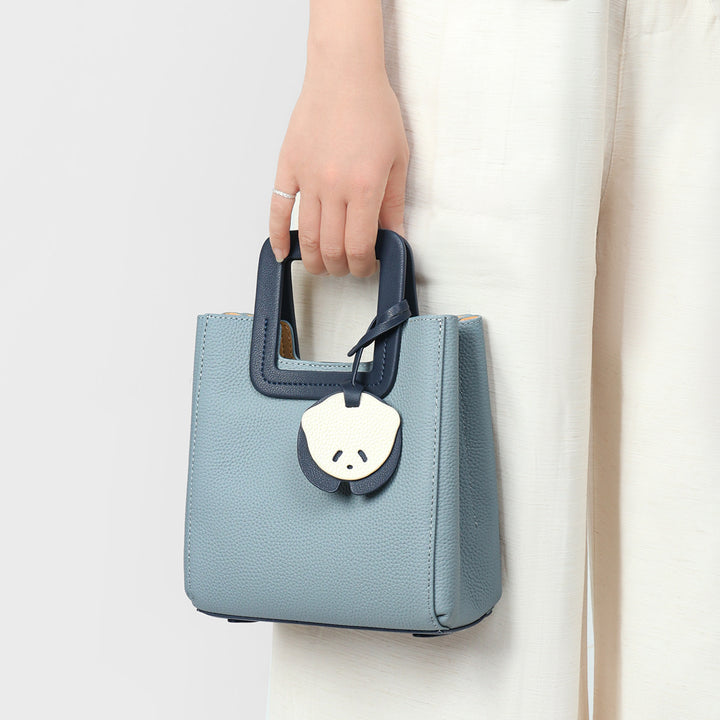 Petite Structured Pebbled Square-Handle Mini Tote