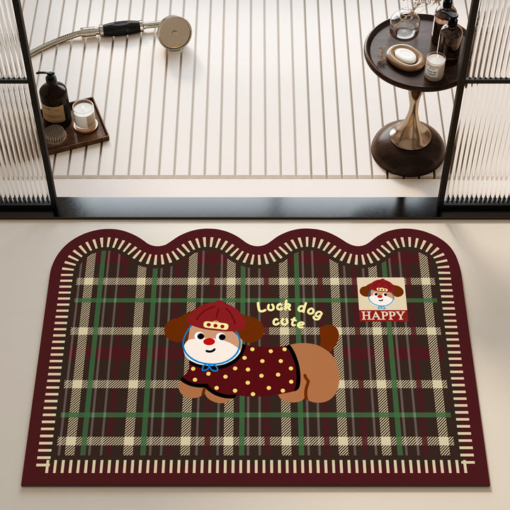 Playful Puppy Themed Bath Mat Kalsten