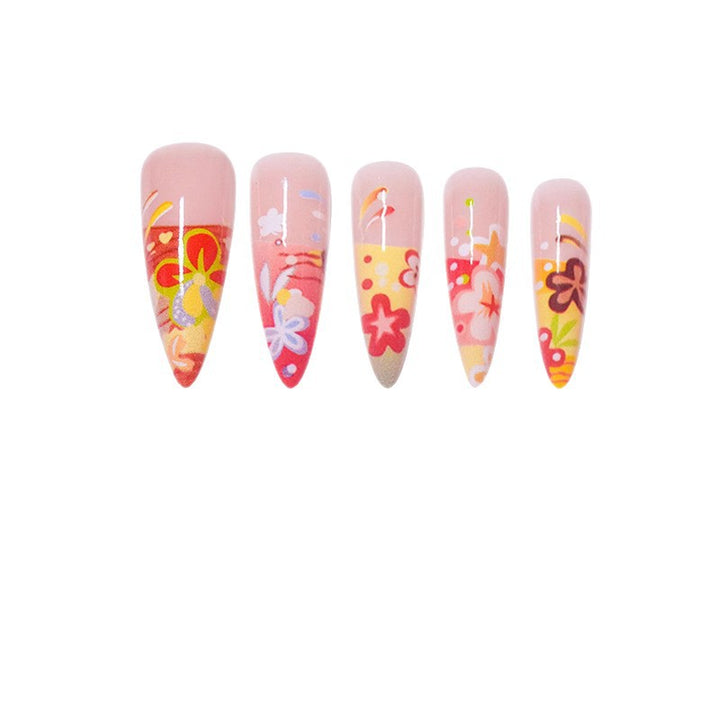 Artistic Floral Stiletto Press-On Nails Kalsten