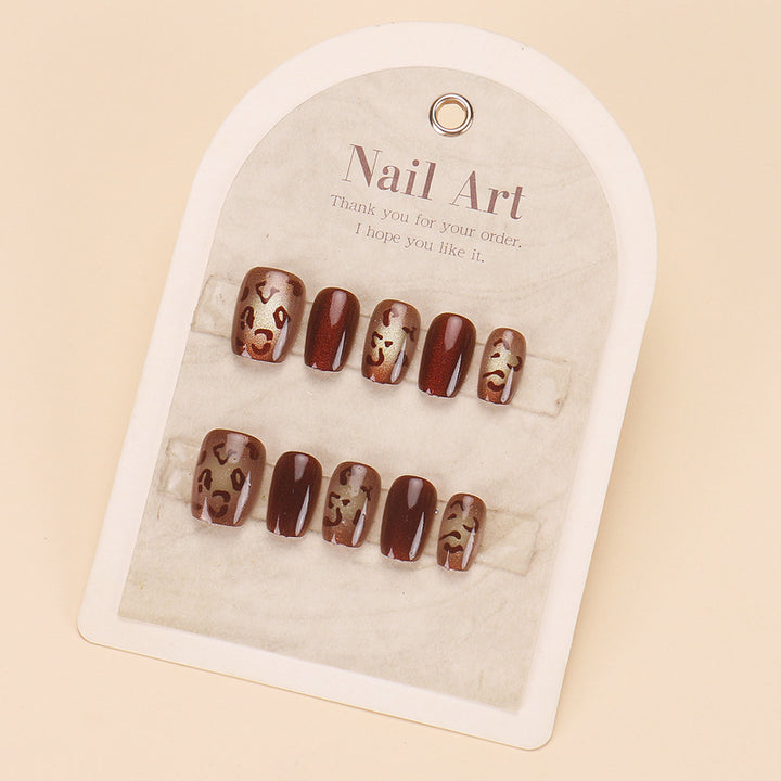 Stylish Press-On Nail Set with Artistic Leopard Design Kalsten