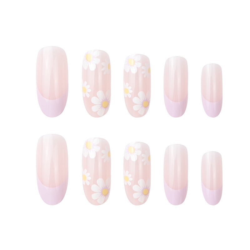 Floral Motif Long Press-On Nails Kalsten