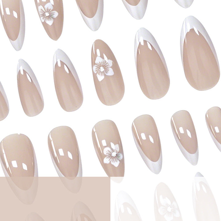 Elegant Floral French Tip Acrylic Nail Enhancements Kalsten