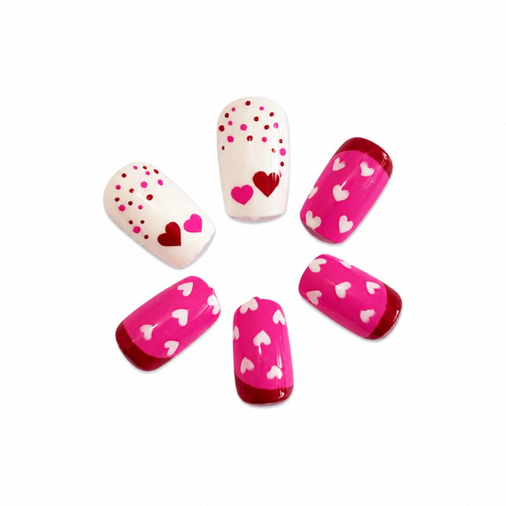Artificial nails with romantic heart design and creative details Kalsten