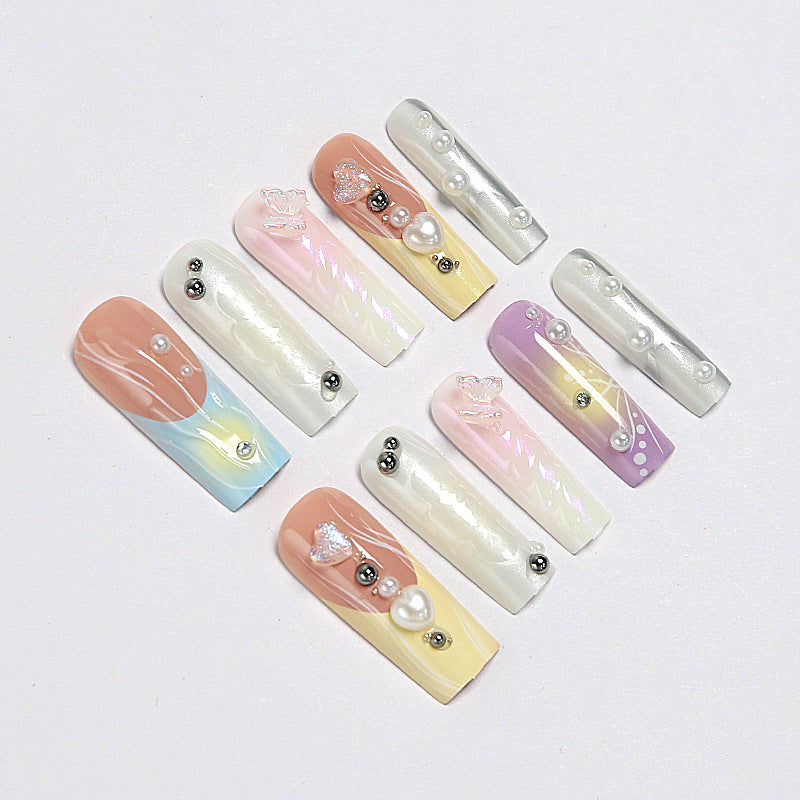 Creative artificial nails with 3D flower embellishments Kalsten