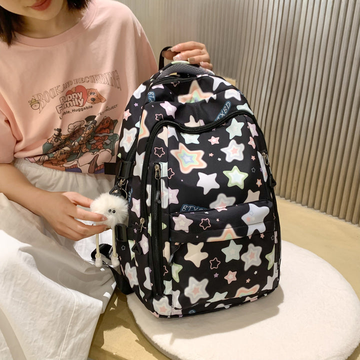 Backpack with Colorful Star Motif and Multifunctional Compartments Kalsten