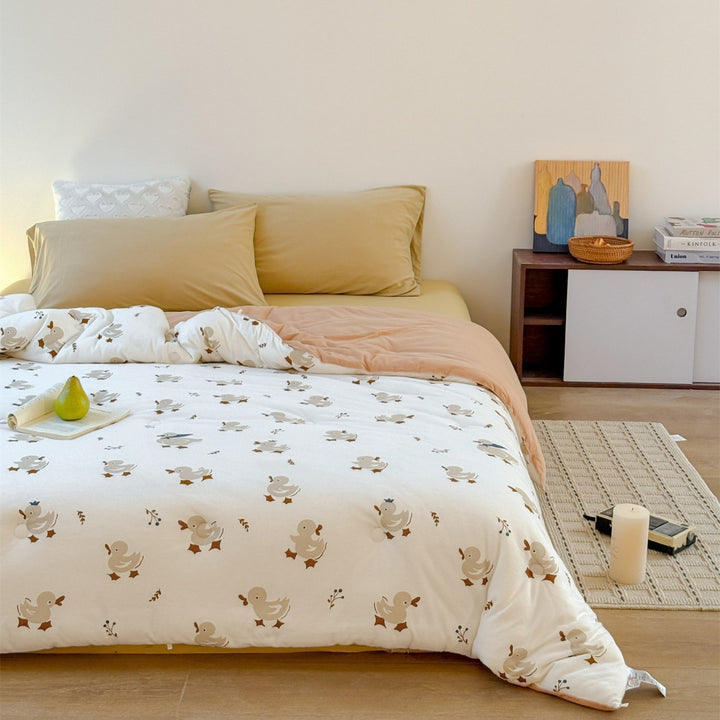 Padded futon mattress topper with cute cat pattern