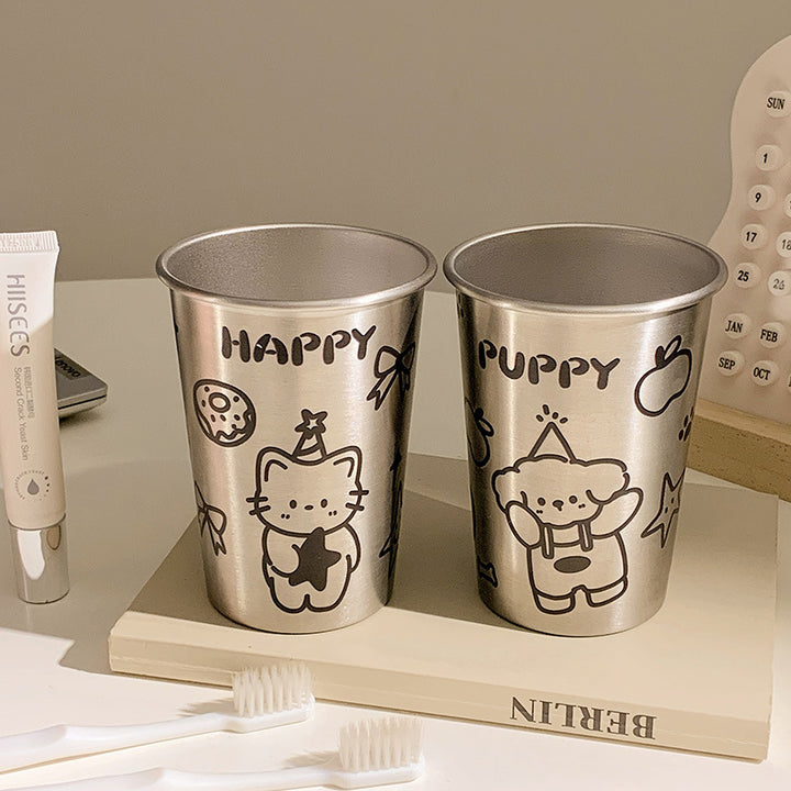 Stainless Steel Drinking Cup with Playful Dog Design Kalsten