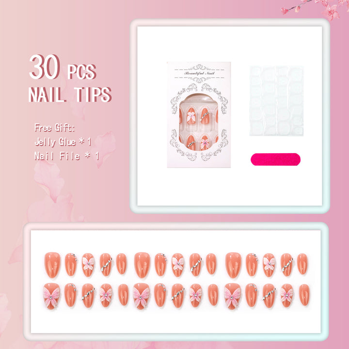 Floral Adorned Press-On Nail Set