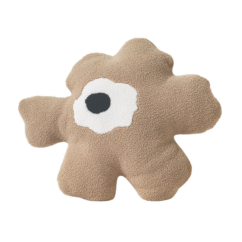 Cozy Decorative Plush Pillow in Organic Flower Shape with Tufted Center Kalsten