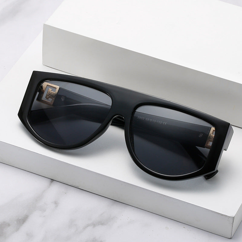 Oversized Shield Sunglasses with Metallic Accents Kalsten