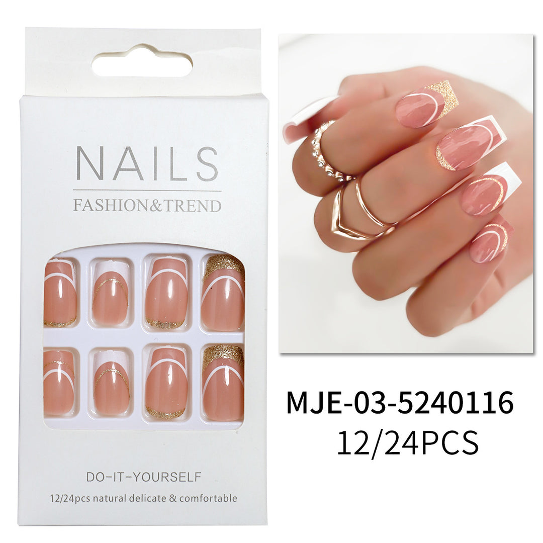 Elegant French Tip Press-On Nail Set Kalsten 1787225130