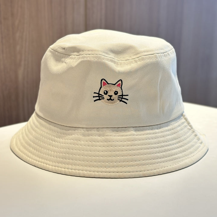 Fun Embroidered Cat Bucket Hat