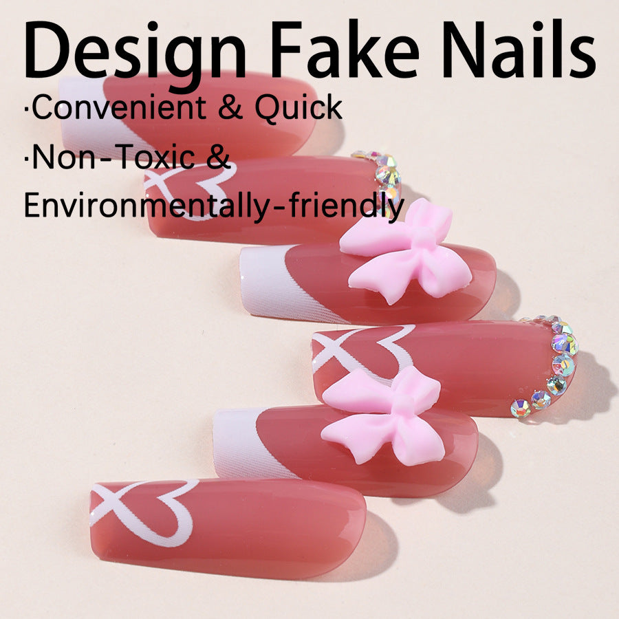 Acrylic nail set with elegant design and glitter details Kalsten