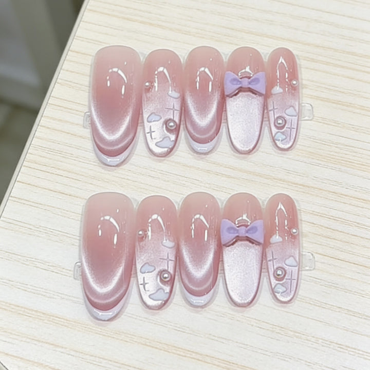 Decorative Press-On Nails Set with Charm Details Kalsten