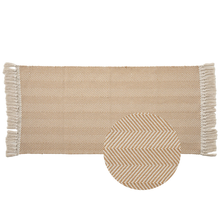 Braided runner rug with herringbone pattern and fringe edge Kalsten