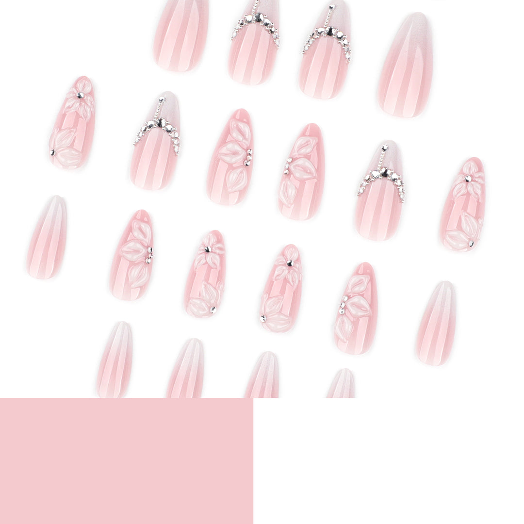 Acrylic Nail Extensions with Elegant Flower Design Kalsten