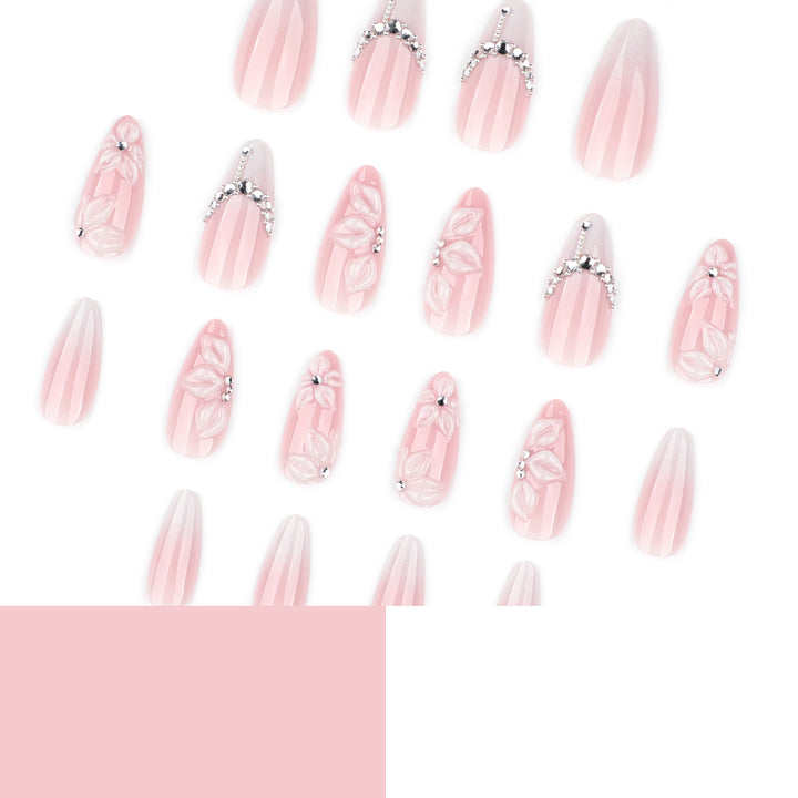 Acrylic Nail Extensions with Elegant Flower Design Kalsten