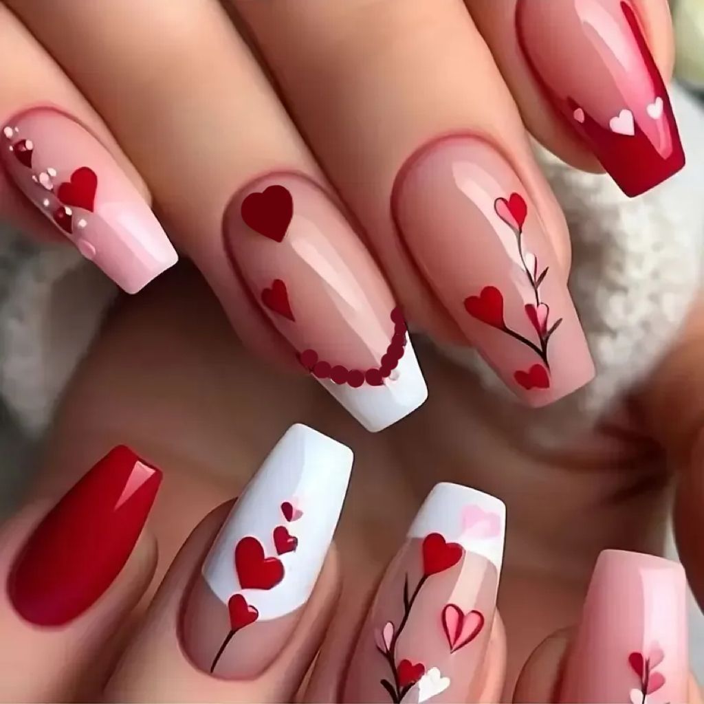 Heart-Themed Nail Art Kalsten