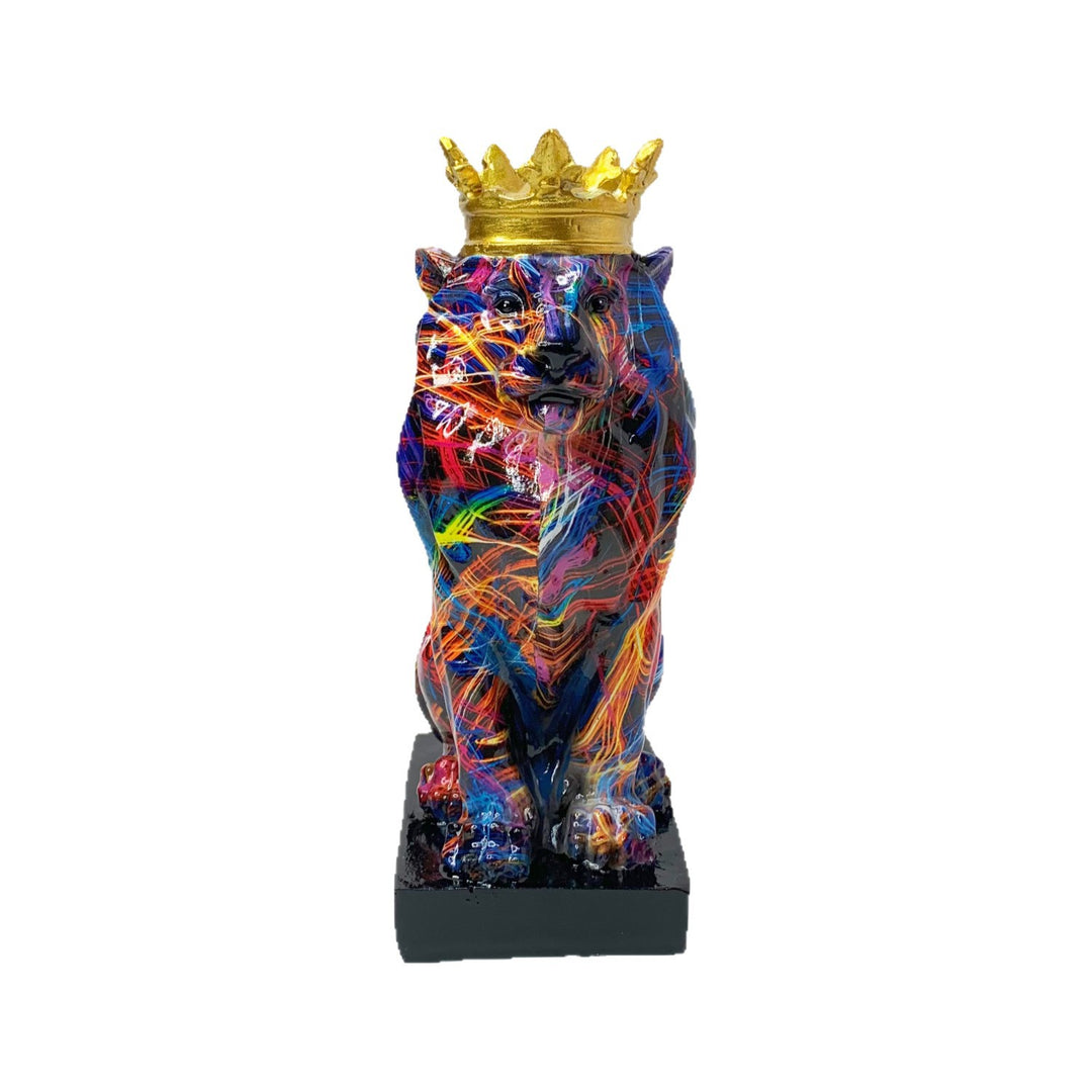 Colorful Lion Sculpture with Crown Kalsten