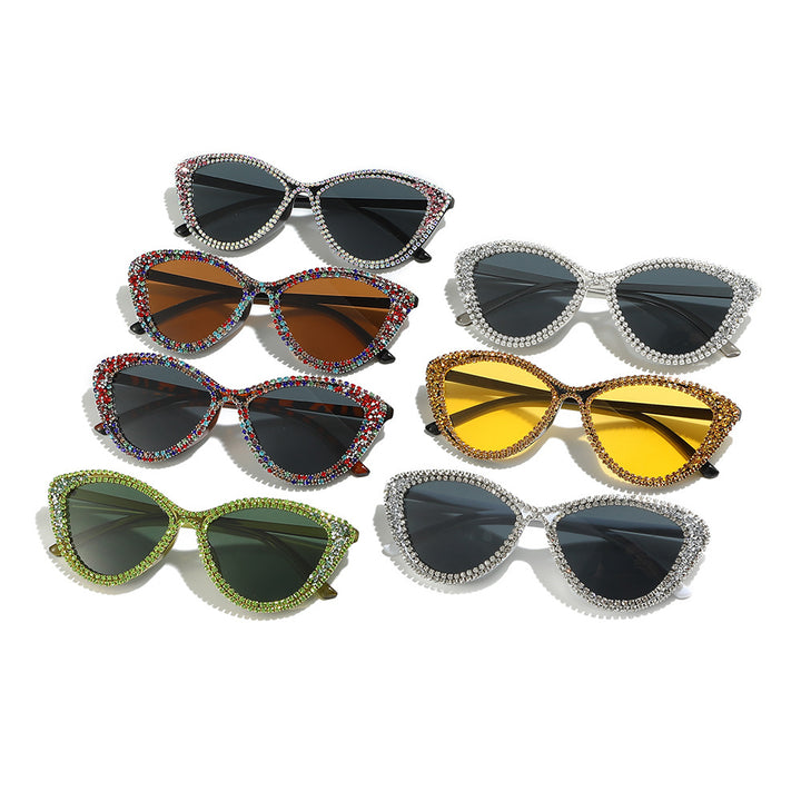 Glamorous Rhinestone-Embellished Cat-Eye Sunglasses Kalsten