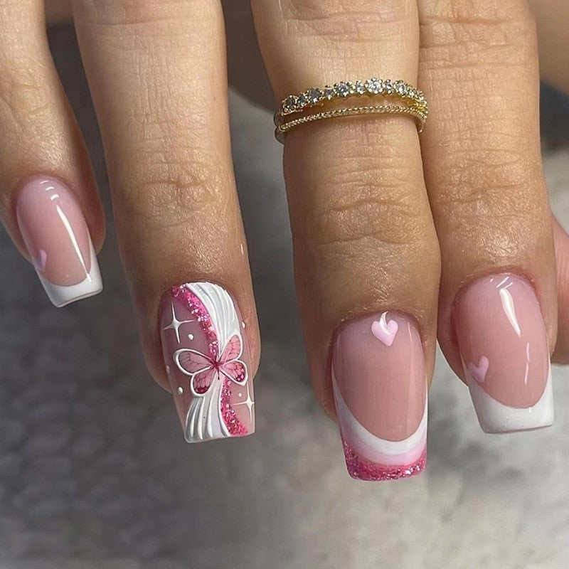 Elegant Floral Bow Press-On Nail Tips Kalsten