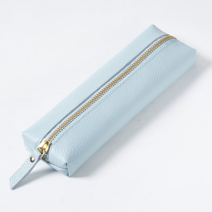 Premium Leather Pencil Case with Gold Zipper