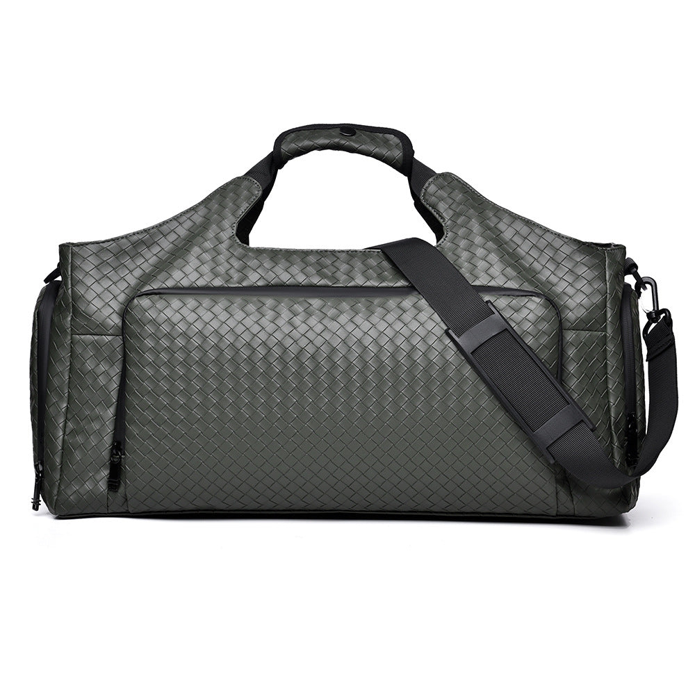 Woven Leather Travel Duffel Bag Kalsten